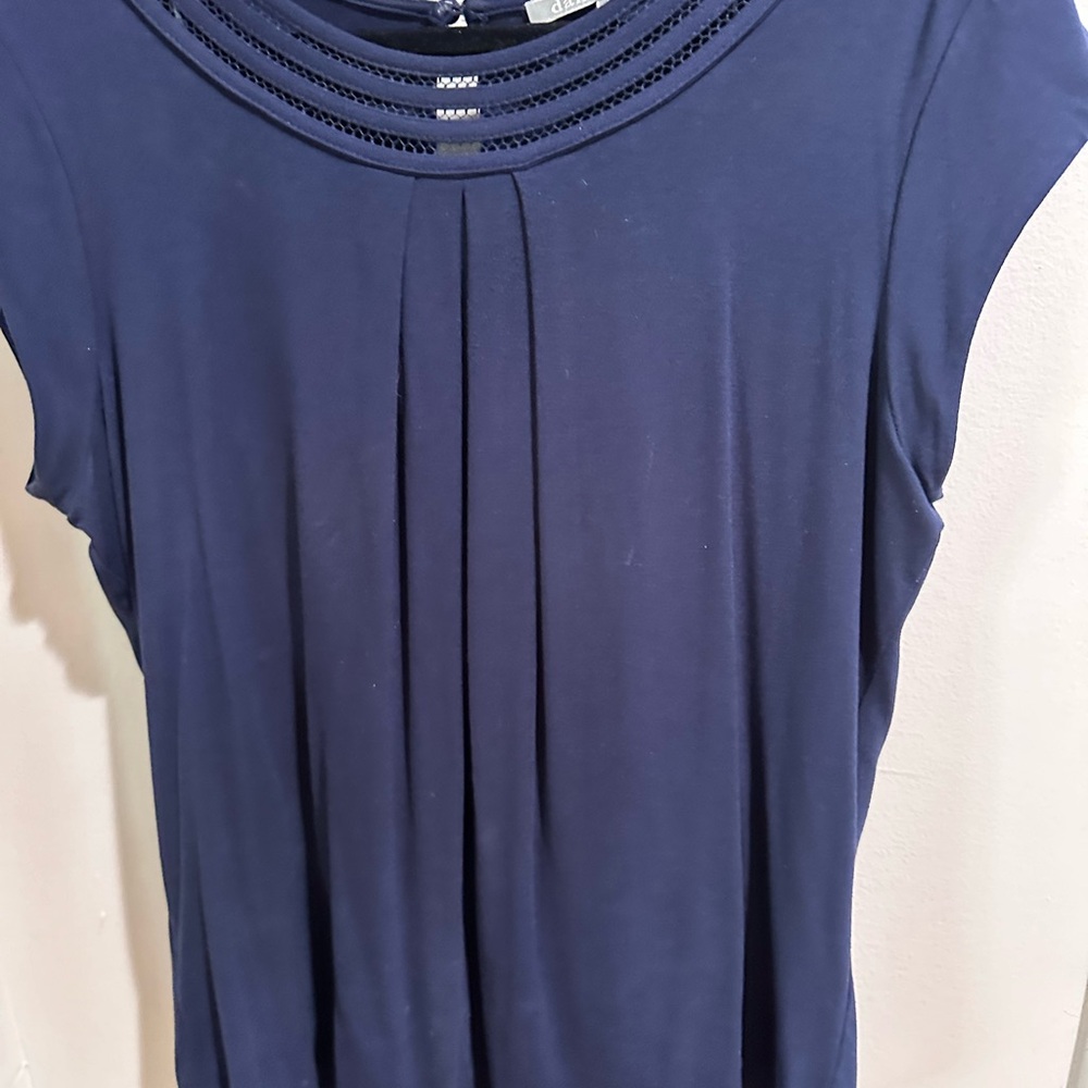 Navy peek a boo top